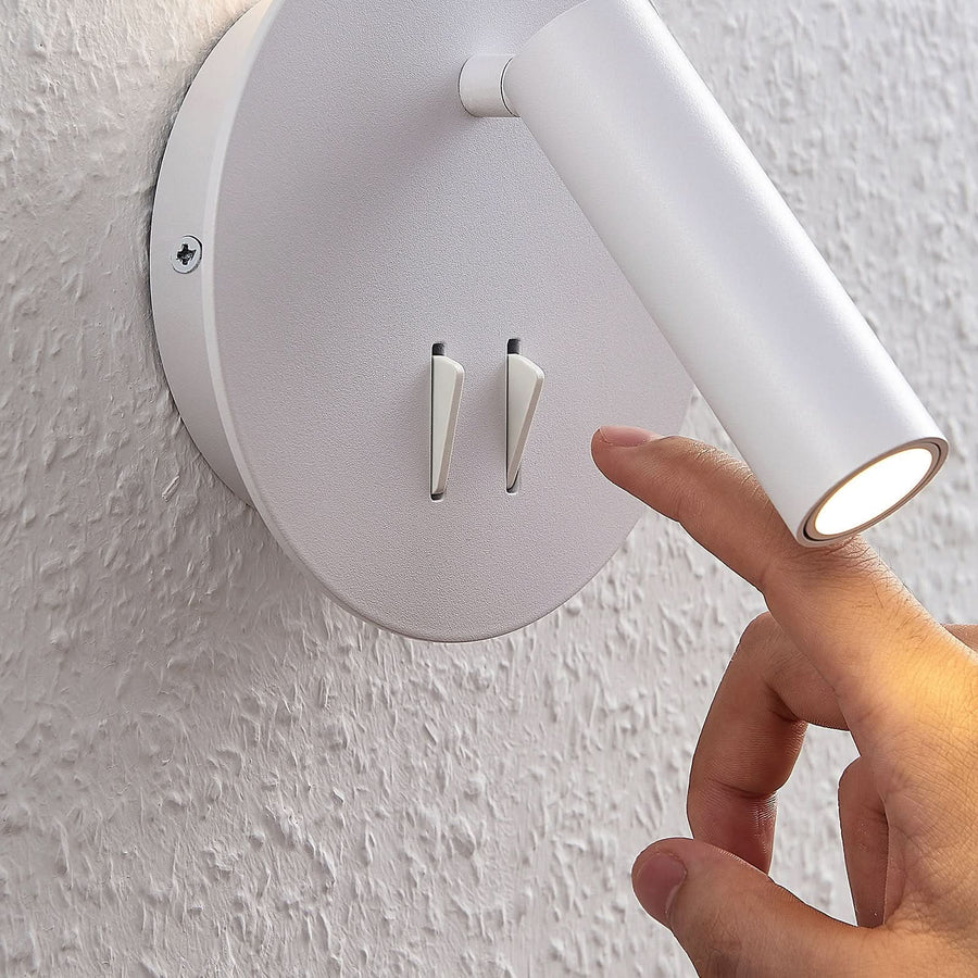 Applique murale LED en aluminium, blanc mat, 2 lumières, Ø 14 cm