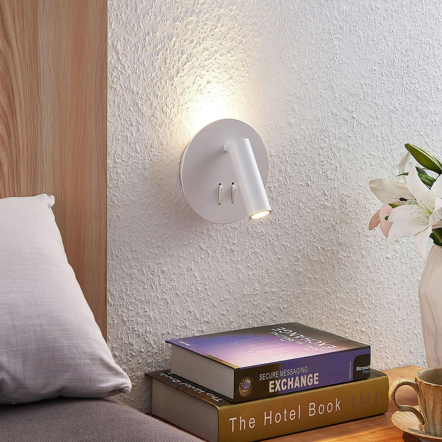 Applique murale LED en aluminium, blanc mat, 2 lumières, Ø 14 cm