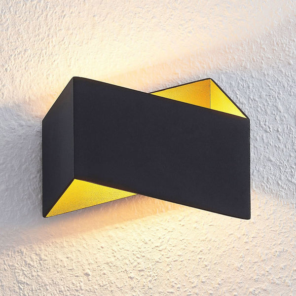 Applique murale Assona en aluminium, noir et doré, hauteur 16,5 cm