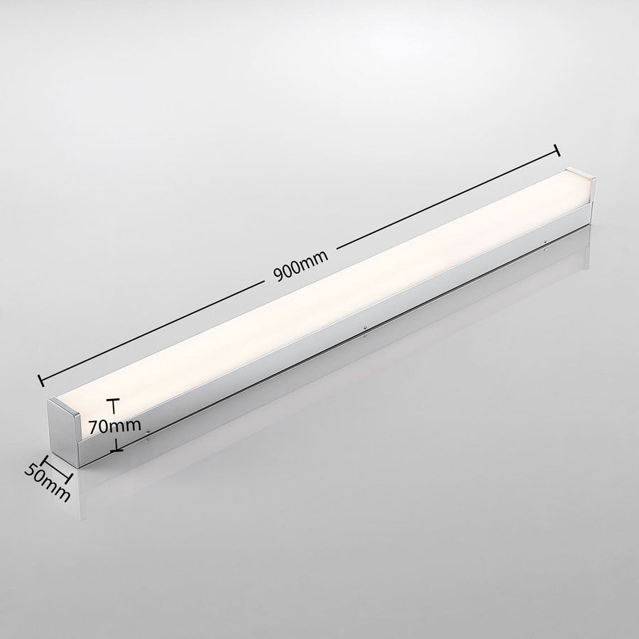 Applique murale LED Klea en aluminium, blanc et chromé, hauteur 5 cm, IP44, 3000 K, 15 W