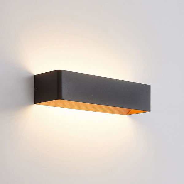 Applique murale LED Karam en aluminium, noir et doré, hauteur 8 cm, 3000 K, 11,2 W