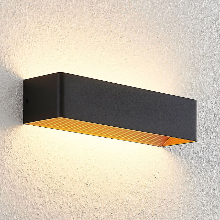 Applique murale LED Karam en aluminium, noir et doré, hauteur 8 cm, 3000 K, 11,2 W