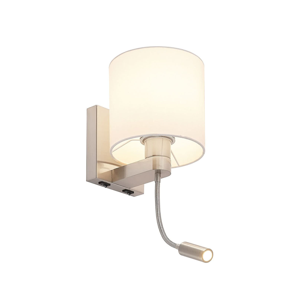 Applique murale Brinja en tissu, nickel satiné et blanc, hauteur 45,4 cm