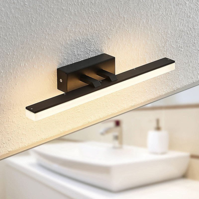 Applique murale LED Lisana en métal, noir et blanc, hauteur 5,5 cm, IP44