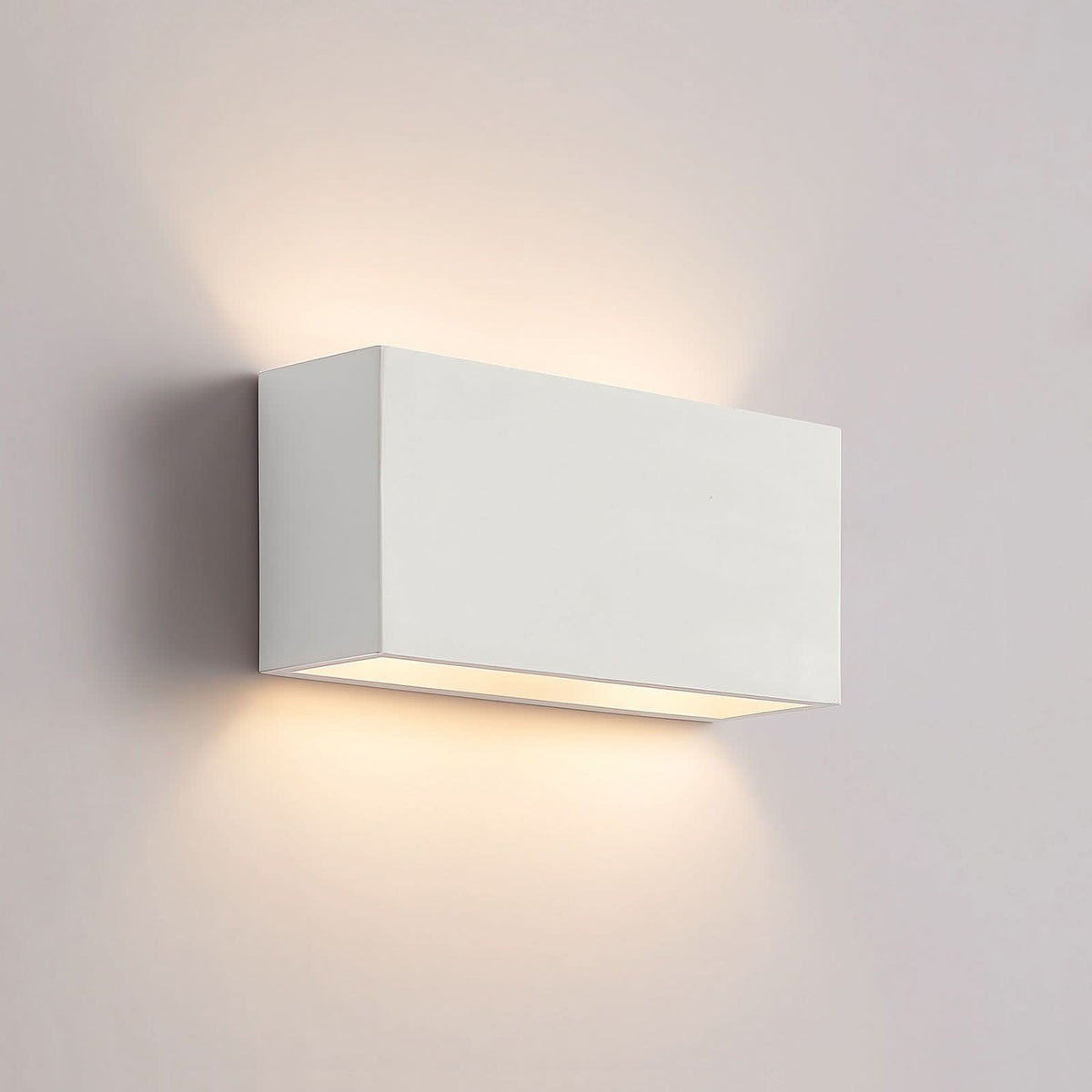 Applique murale Mavora en plâtre, blanc, 2 lumières, hauteur 12 cm, 5 W, largeur 25 cm, modèle 2