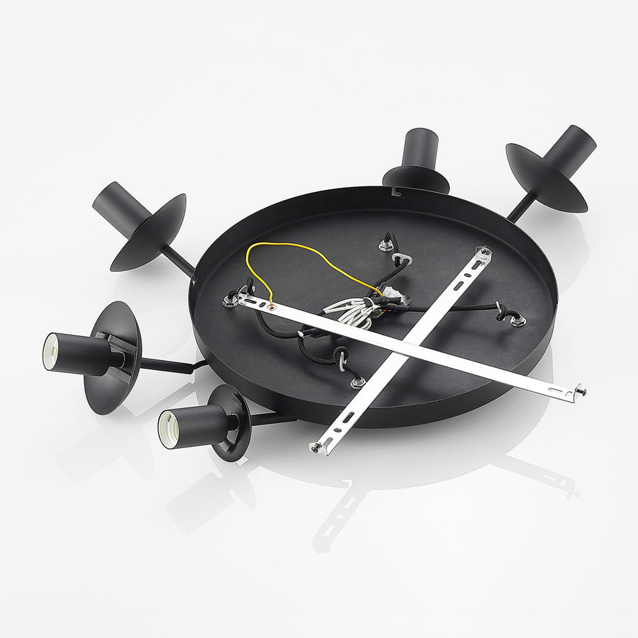 Suspension Teeja en verre, gris fumée et noir, 5 lumières, Ø 50 cm
