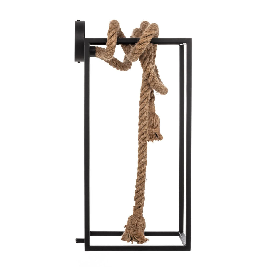Applique murale Vlados en acier, noir et marron clair, 2 lumières, hauteur 54 cm