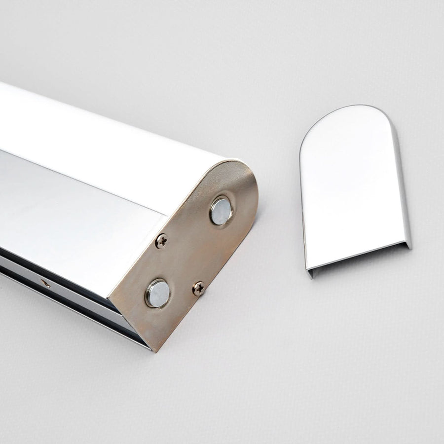 Applique murale LED en métal, chromé et blanc, hauteur 4 cm, IP44, 3000 K, 7,2 W, largeur 58 cm