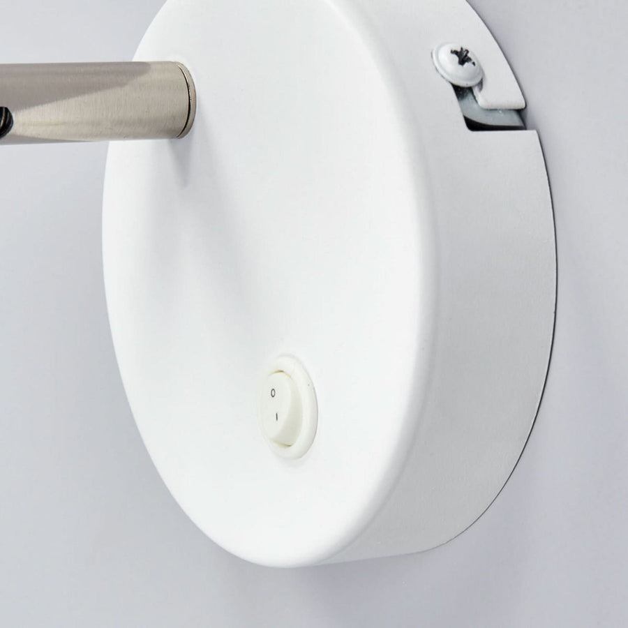Applique murale LED Milow en métal, blanc et chromé, hauteur 9,6 cm