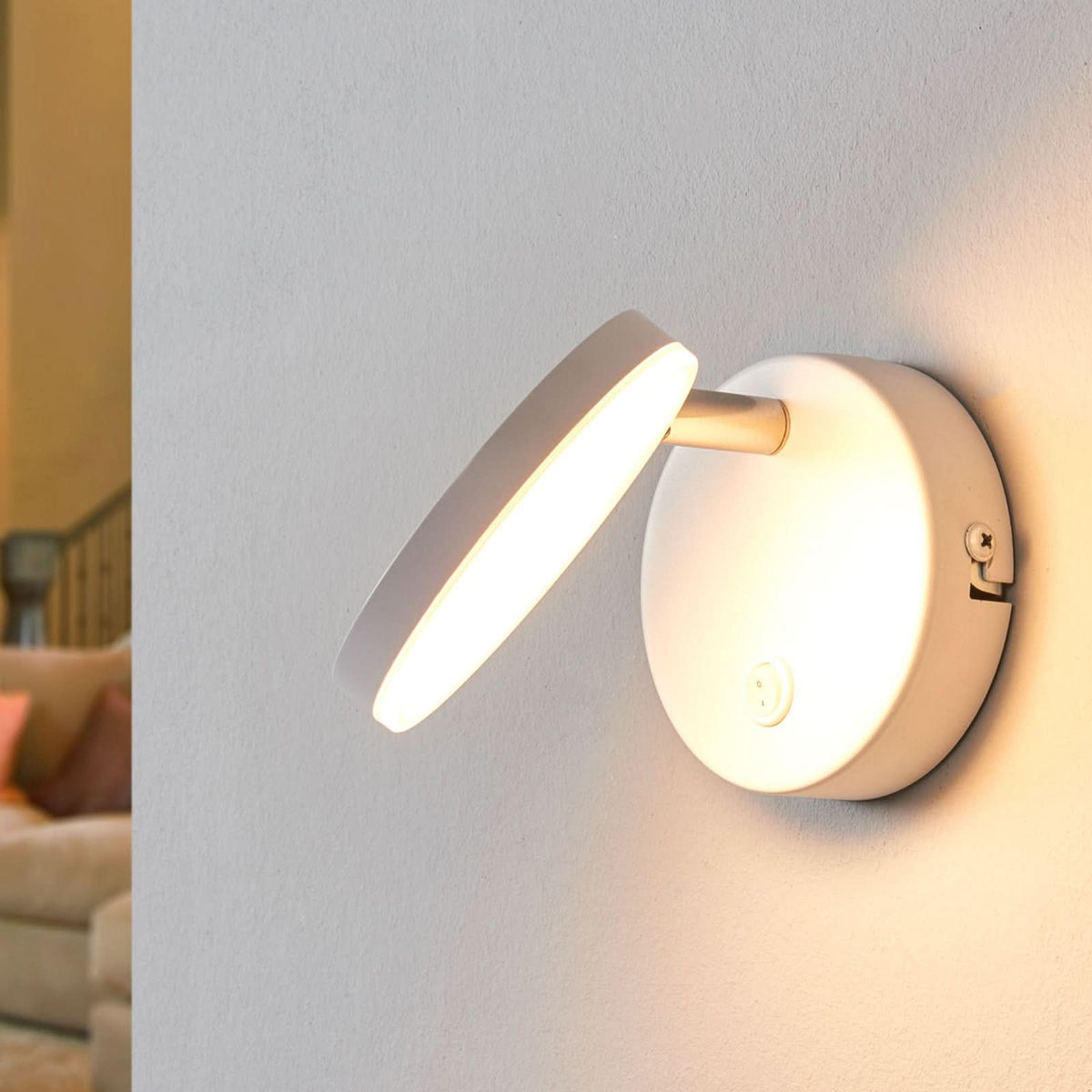 Applique murale LED Milow en métal, blanc et chromé, hauteur 9,6 cm