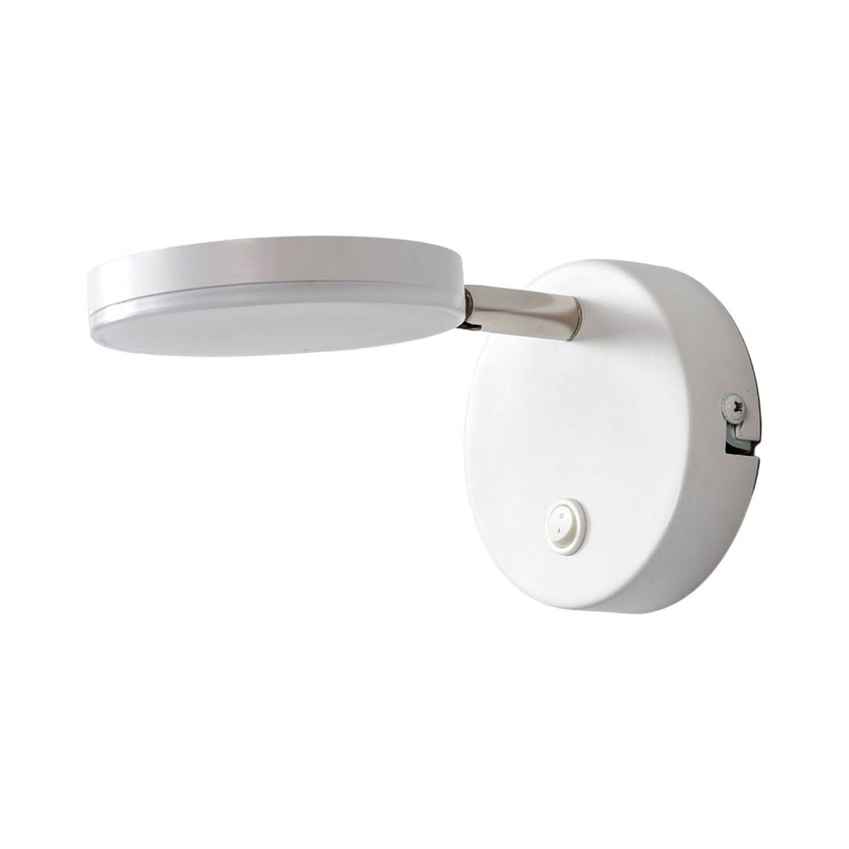 Applique murale LED Milow en métal, blanc et chromé, hauteur 9,6 cm