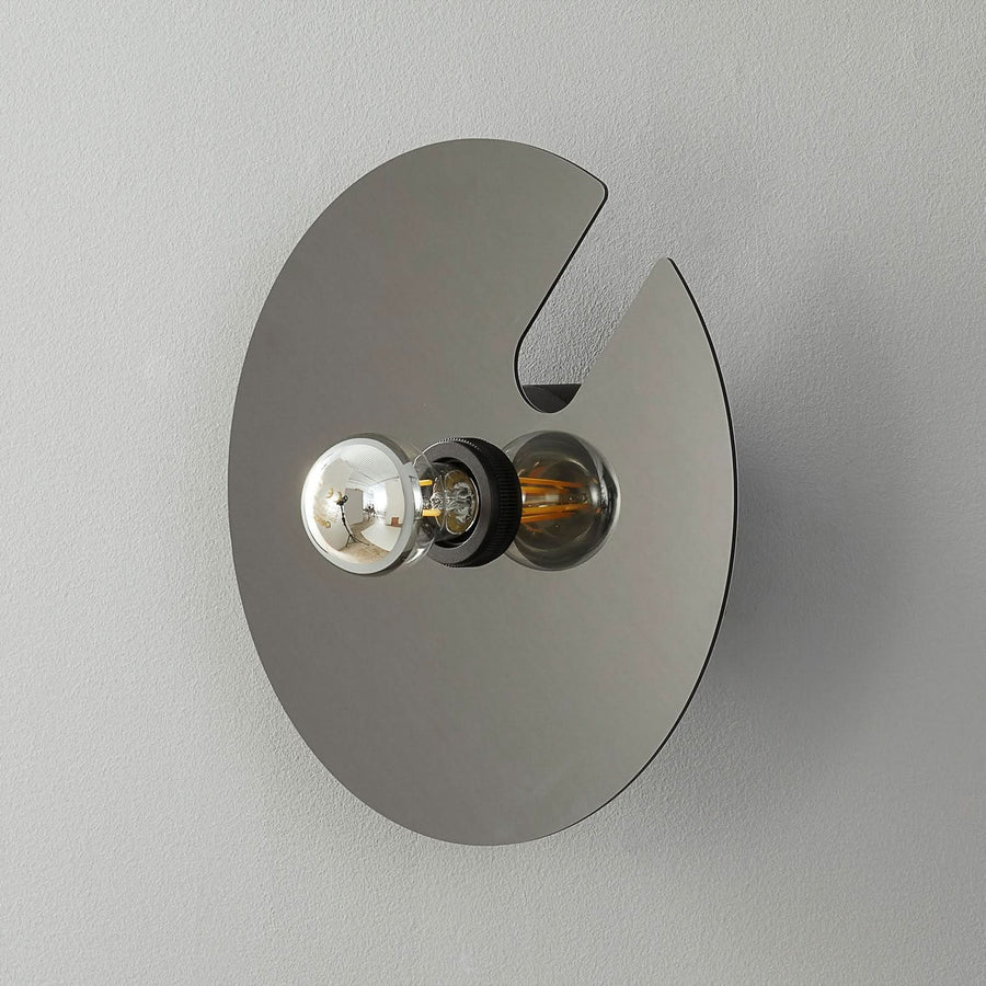Applique murale Mirro 1.0 30 en aluminium, chromé et noir, Ø 30 cm