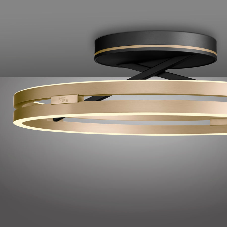 Plafonnier Pure Loop noir et laiton
