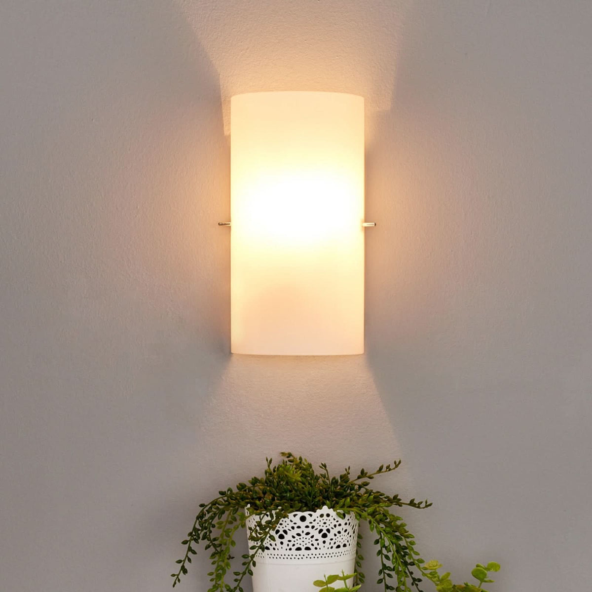 Applique murale Sidra en verre, blanc, hauteur 28 cm
