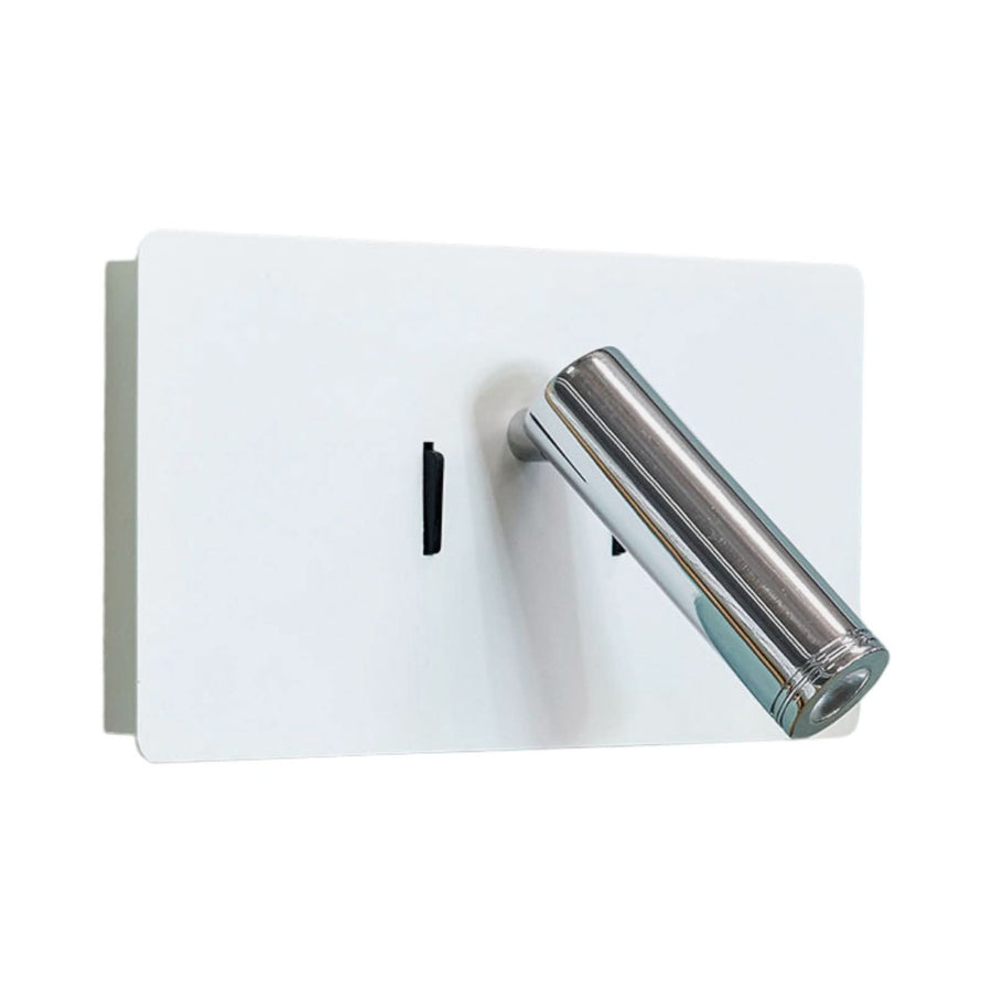 Applique murale LED Elske en métal, blanc et chromé, 2 lumières, hauteur 12 cm