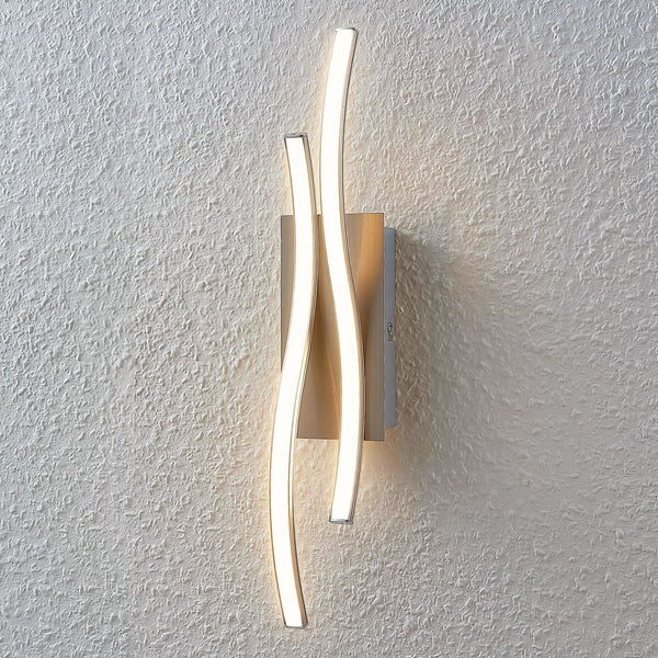 Applique murale LED en aluminium, nickel mat et albâtre, hauteur 45 cm