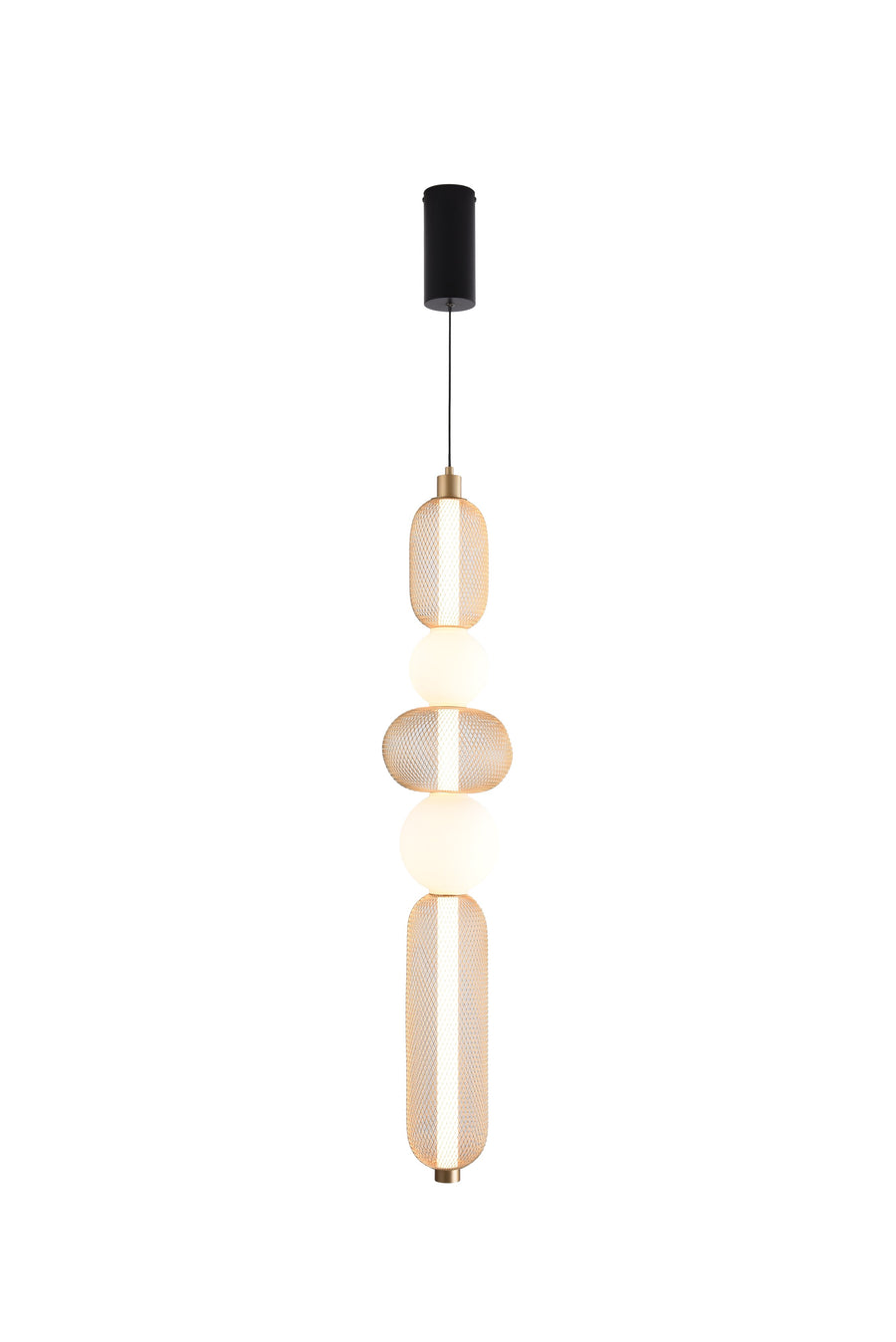 Suspension Saar noire mat et dorée, verre (MD2596-5A-3BGT)