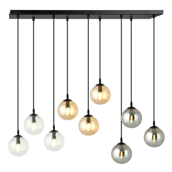 Cosmo 9-light pendant, black, mix