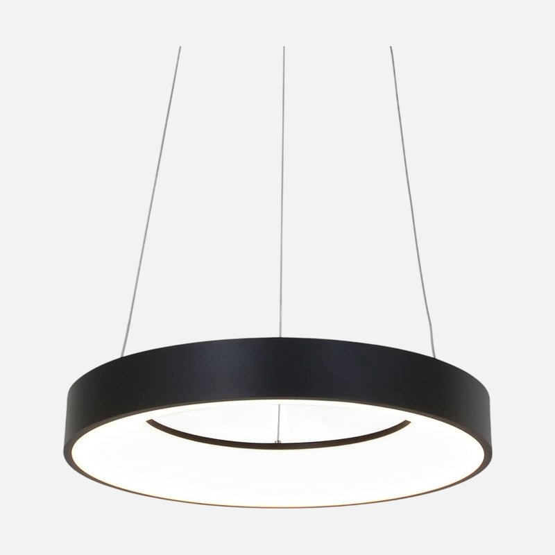 Dimmable black LED ring chandelier, Ø48 cm living room | Ringlede