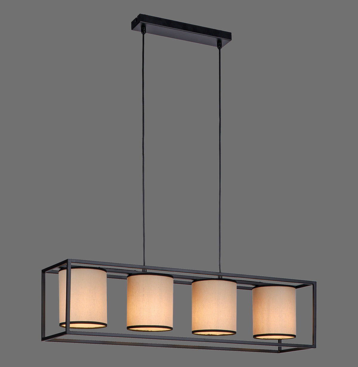 Suspension Raven 4 lumières beige et noire