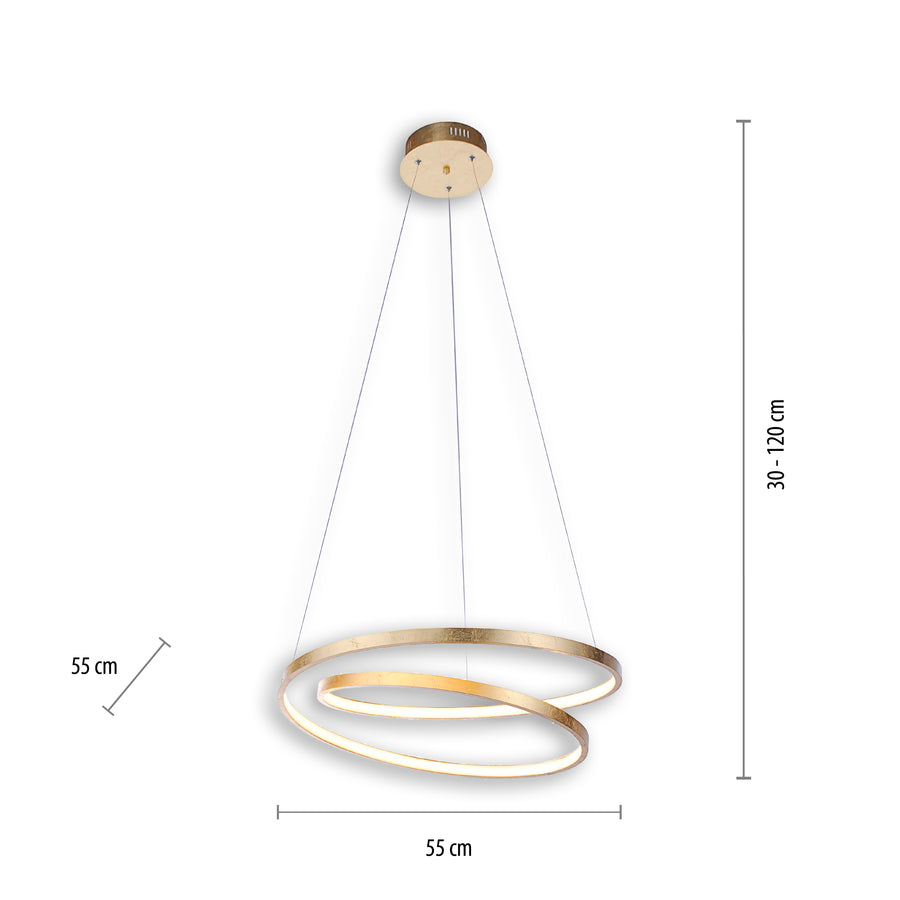 Suspension Roman dorée, L 55 cm