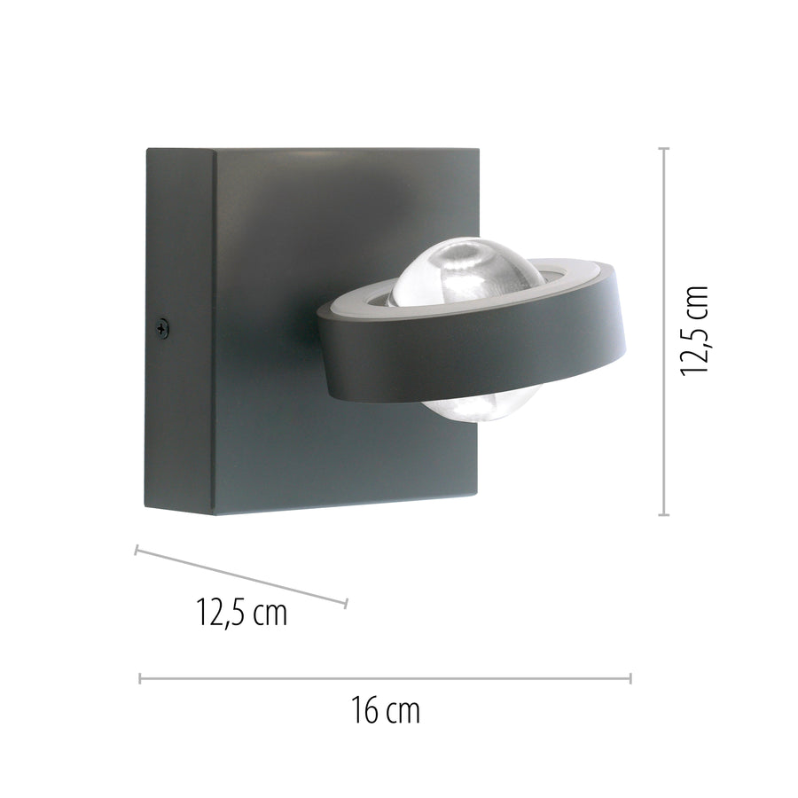 Applique murale Q-Mia anthracite, verre