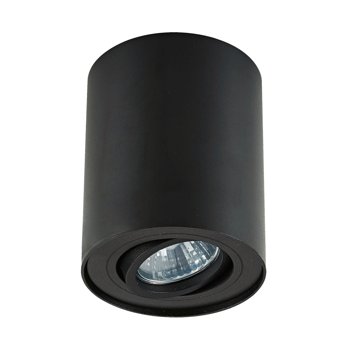 Spot noir cylindrique de face avec lentille et réflecteur visibles