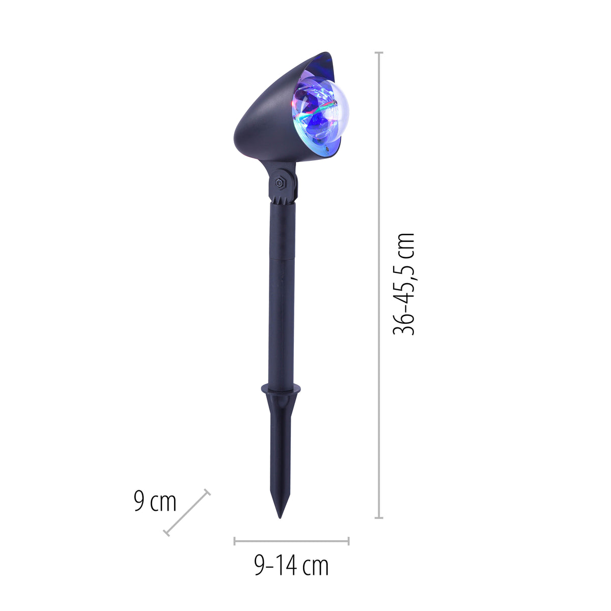 Schéma de dimensions du luminaire à piquer avec hauteur et largeur indiquées