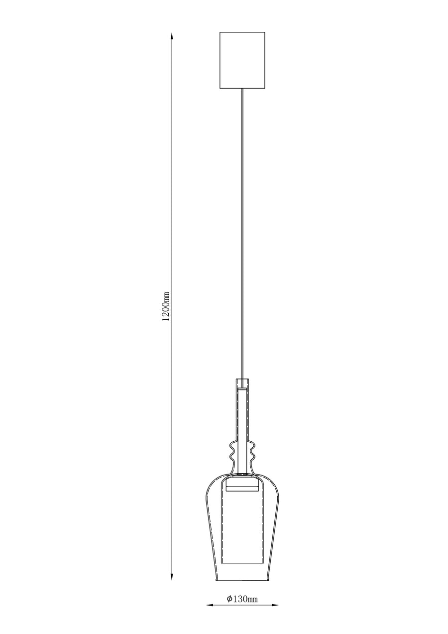 Suspension Tagna noire et ambrée, verre, L 13 cm