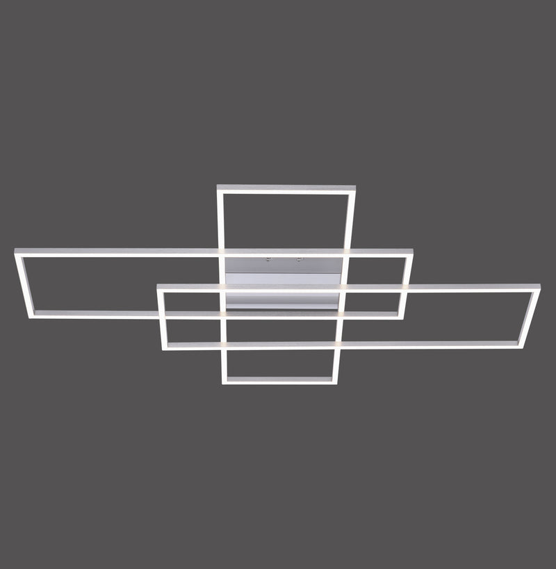Plafonnier Q-Inigo acier, L 101 cm