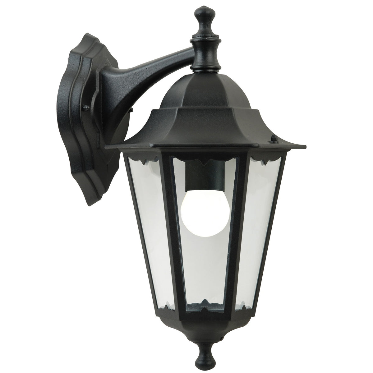 Applique extérieure Cardiff Down noire, verre, IP44