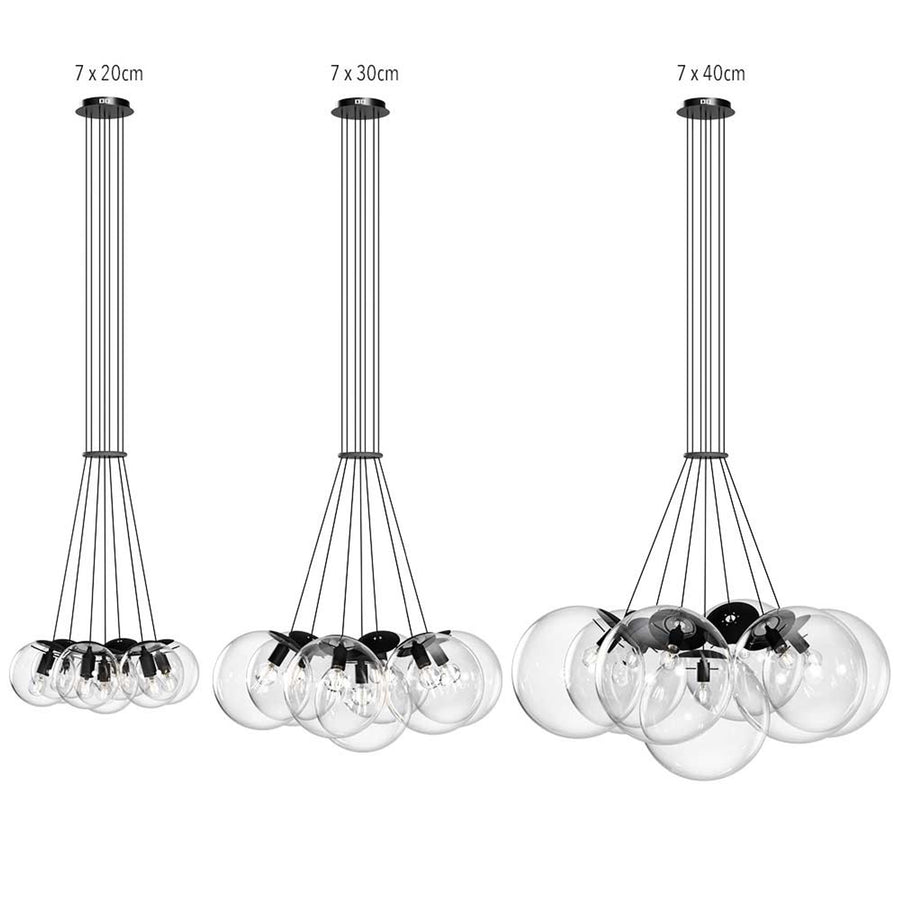 Suspension grappe grande hauteur Orb 7 lumières