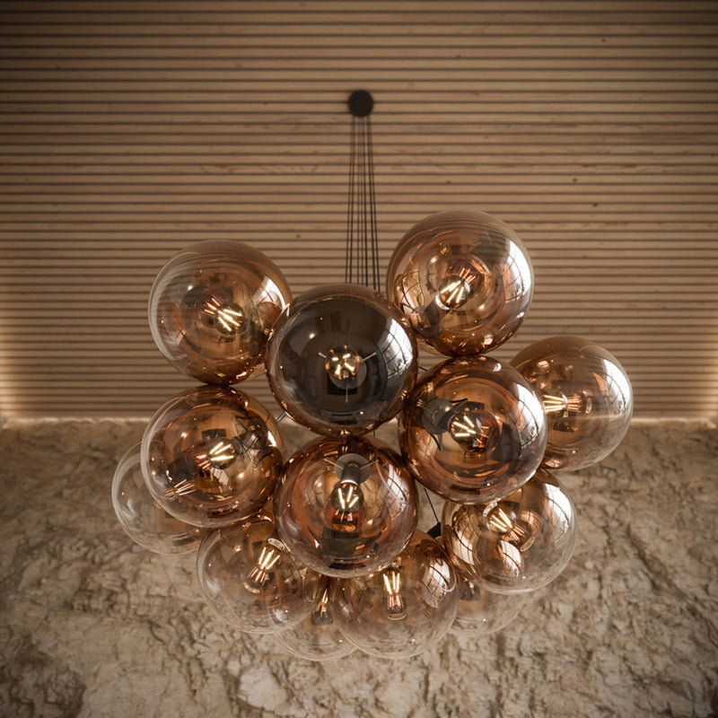 Suspension grappe grande hauteur Orb 13 lumières