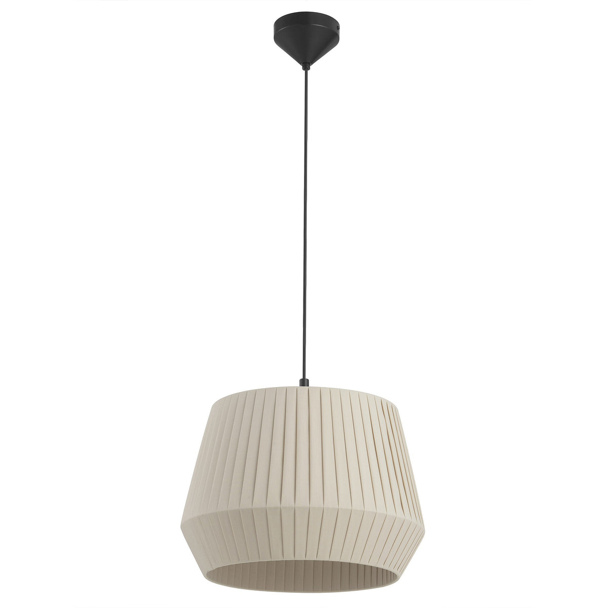 Suspension tissu crème présentée sur fond blanc, sans éclairage visible, de profil.