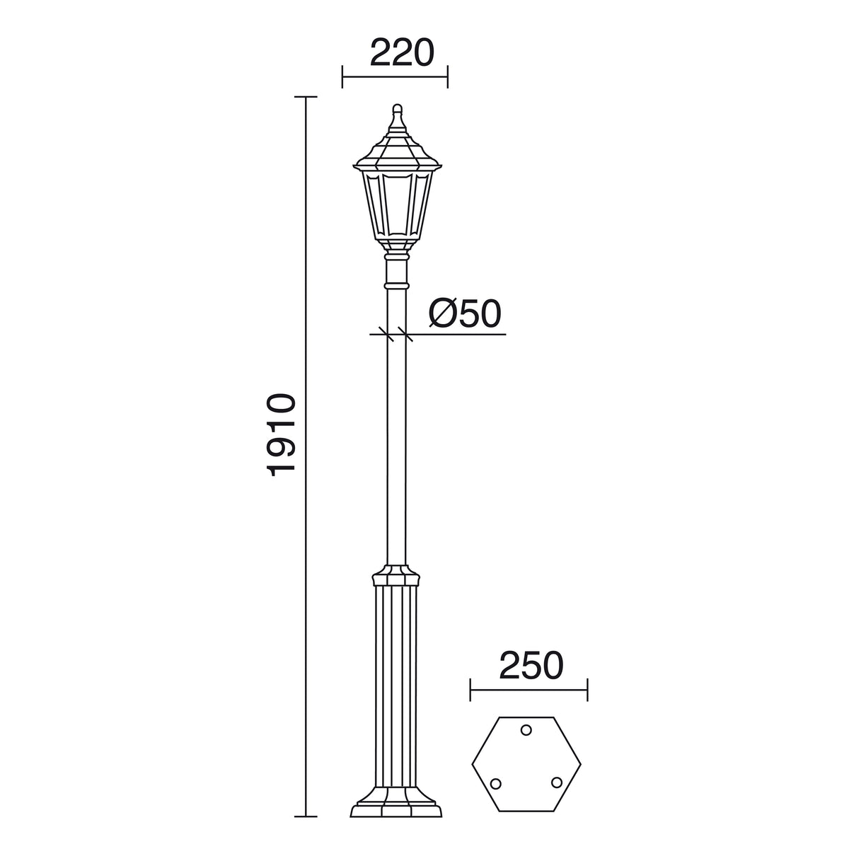 Borne extérieure Clic-clac 6 IP44, H 191 cm