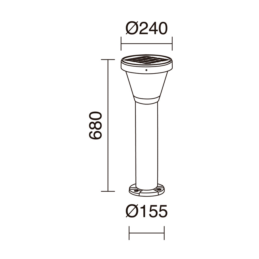 Borne extérieure Ergo solaire IP65, noir, H 68 cm