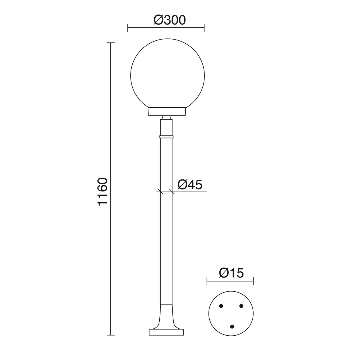 Borne extérieure Globi IP43, H 116 cm