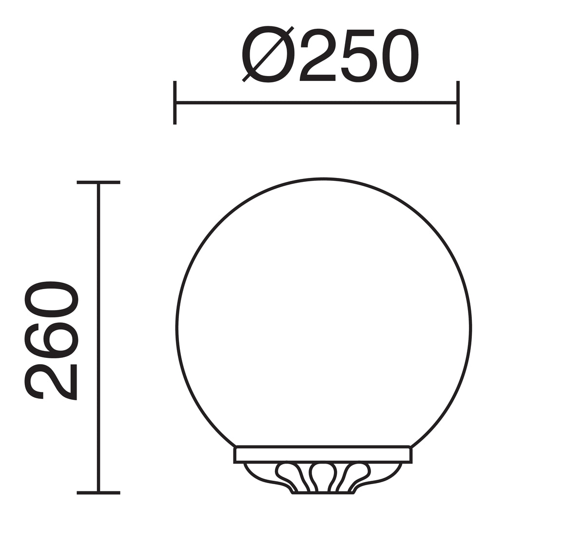 Borne extérieure Indura Globo IP65, noir, Ø 25 cm