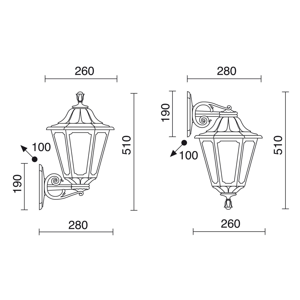 Applique extérieure Indura Medium 6 modèle moyen IP55, noir