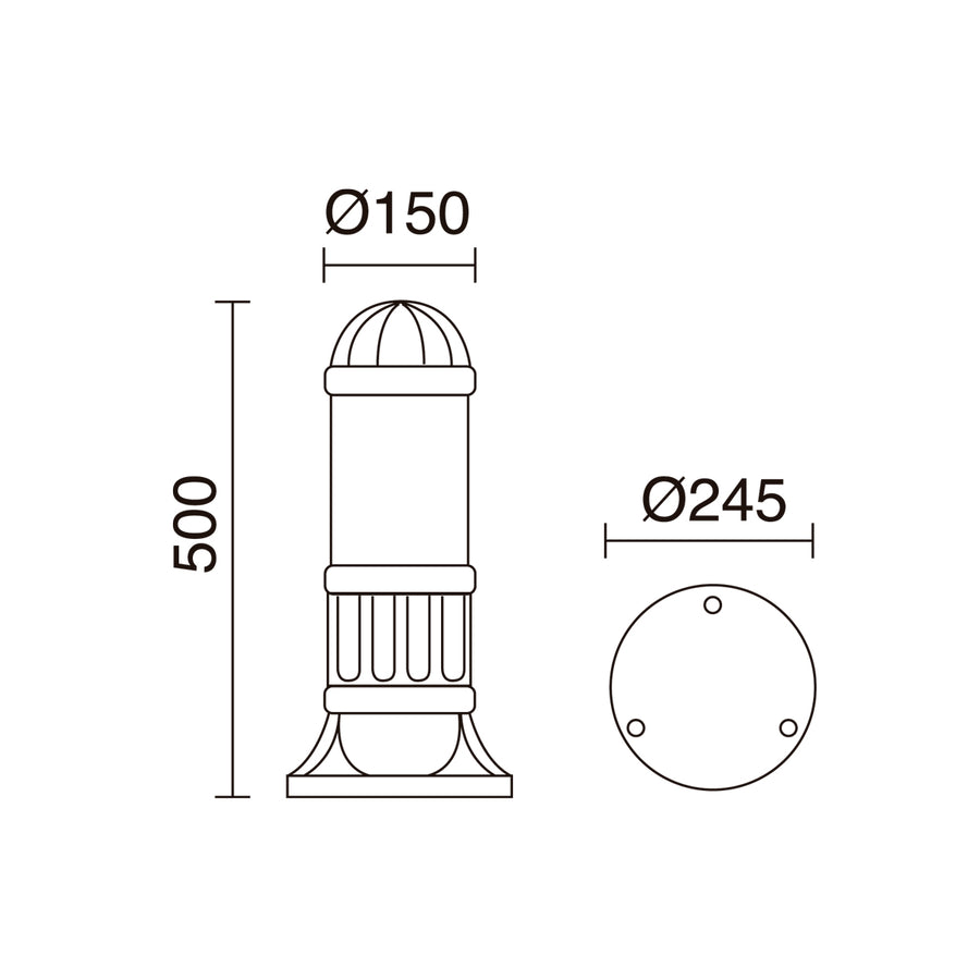 Borne extérieure Sauro IP55, noir, H 50 cm, GX53