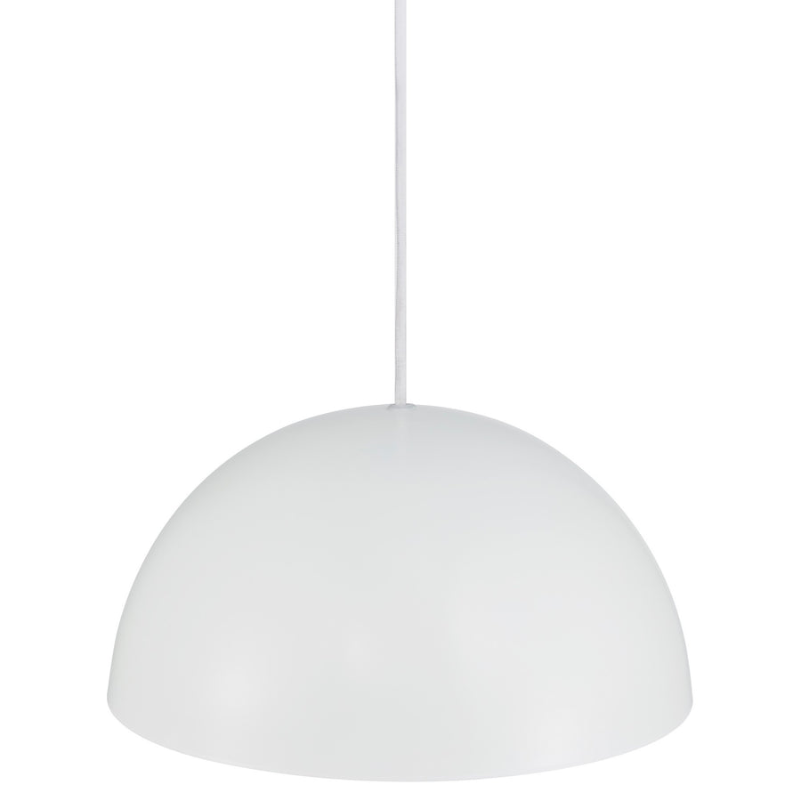 Vue rapprochée de l'abat-jour demi-sphère blanc mat, lumière éteinte