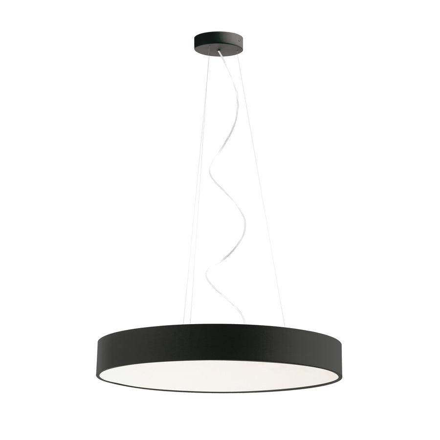 Version noire de la suspension, abat-jour cylindrique et diffuseur lumineux