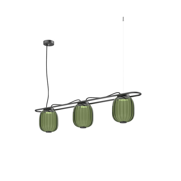 Suspension Krista 3 lumières, noir vert