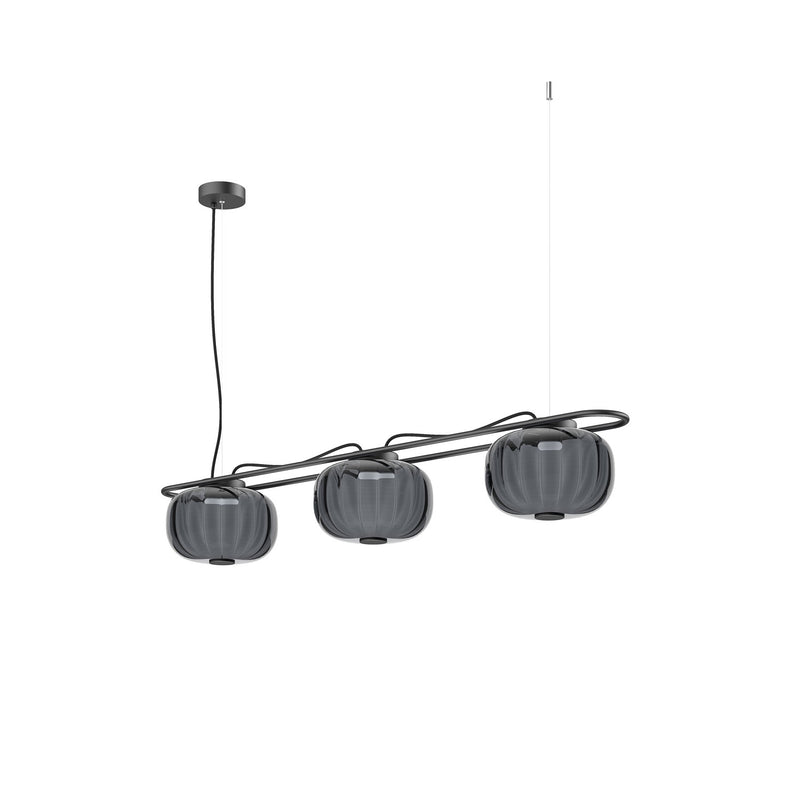 Suspension Krista 3 lumières, noir fumé gris