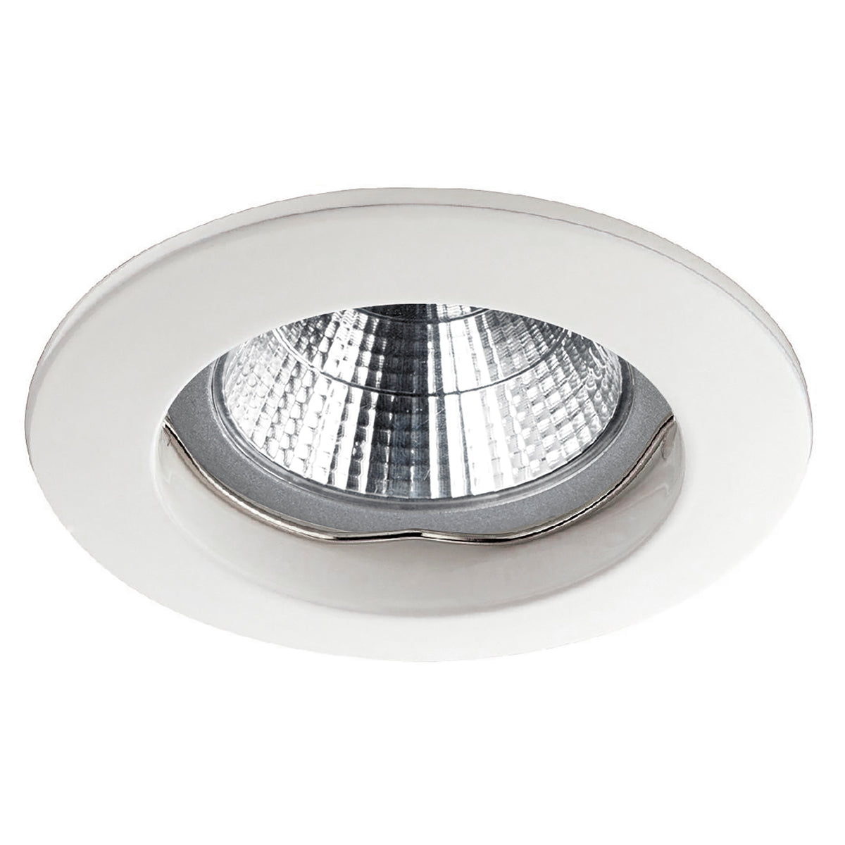 Spot encastrable rond blanc avec réflecteur strié et ampoule GU5.3