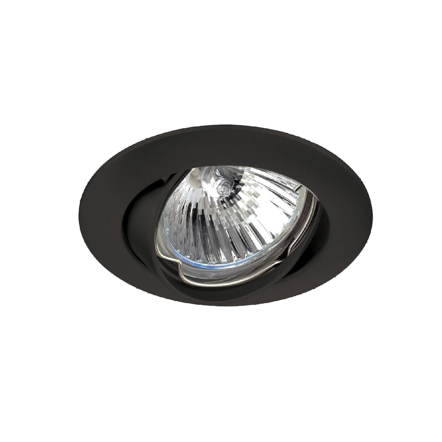 Spot noir mat orienté montrant l'ampoule et la grille du réflecteur