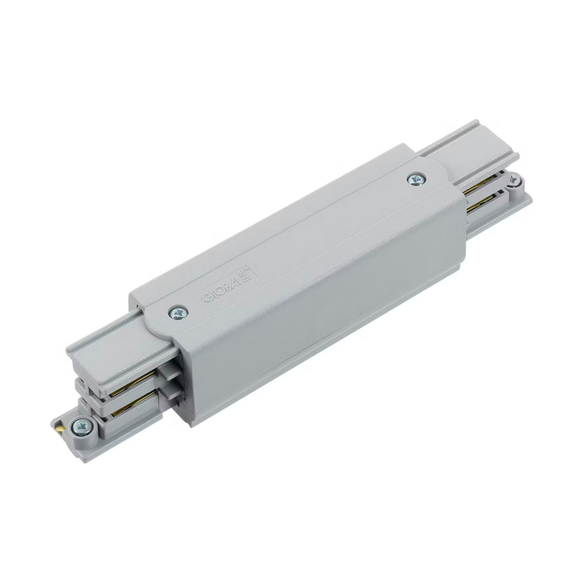 Version grise de l'alimentation pour rail triphasé, présentée isolée sur fond clair.