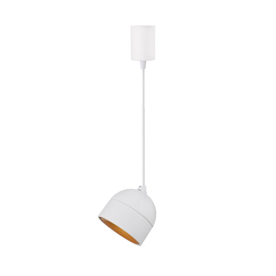 Même suspension blanche vue de face avec intérieur doré visible.