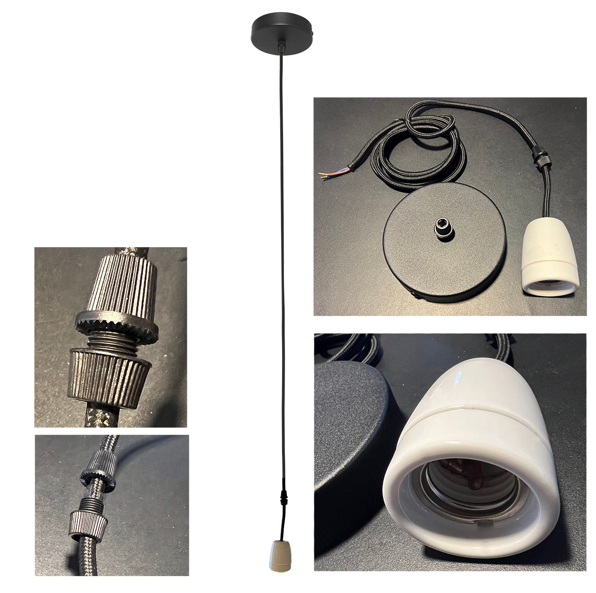 160 cm pendant light with E27 porcelain socket
