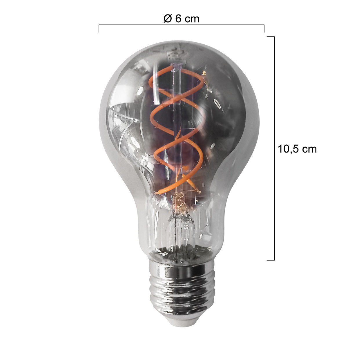 Dimmable smoked bulb with E27 base 120 lumens 1800 Kelvin 4.5 watts